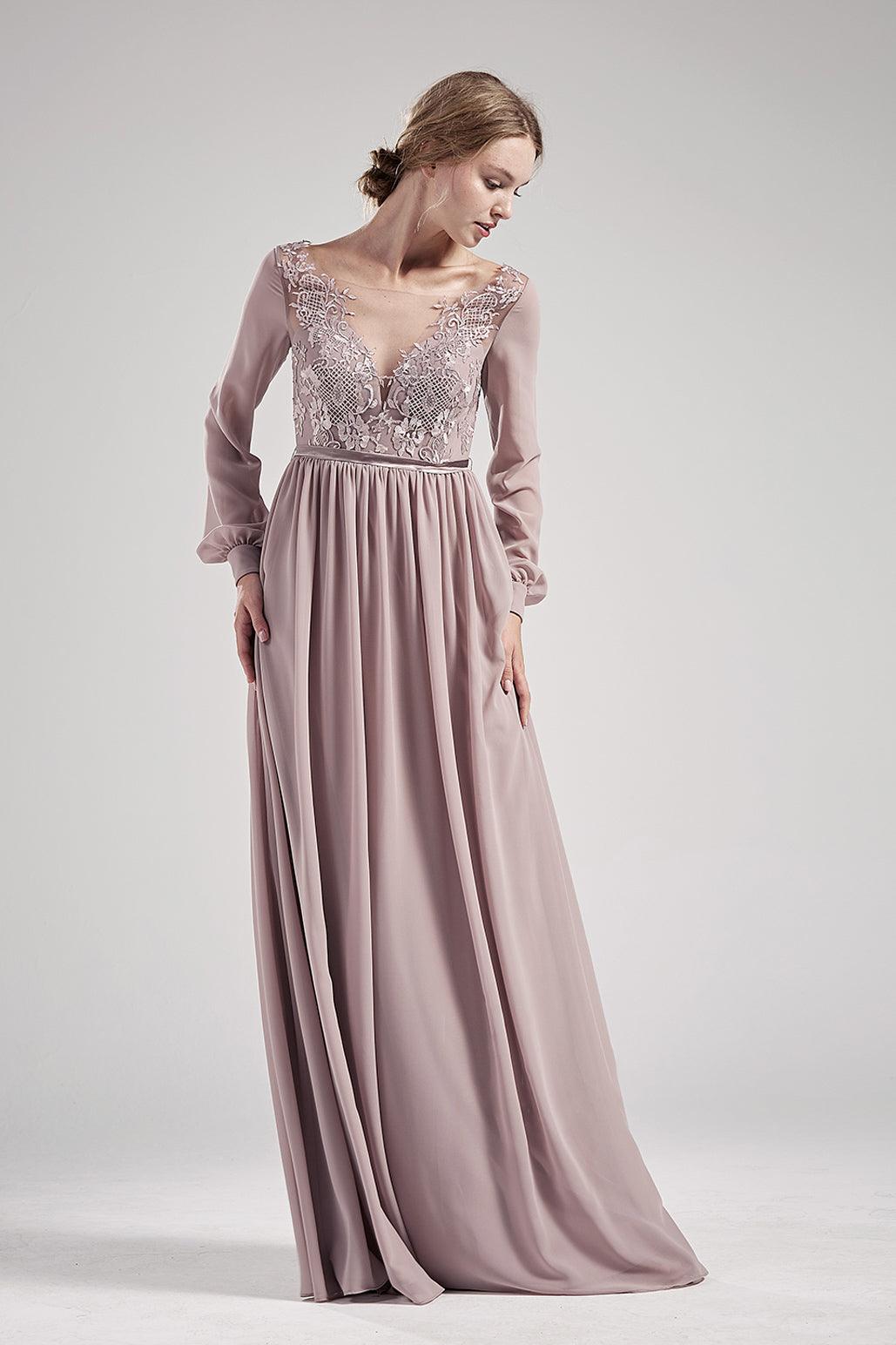 Long Sleeves Scoop Neck Dress L593