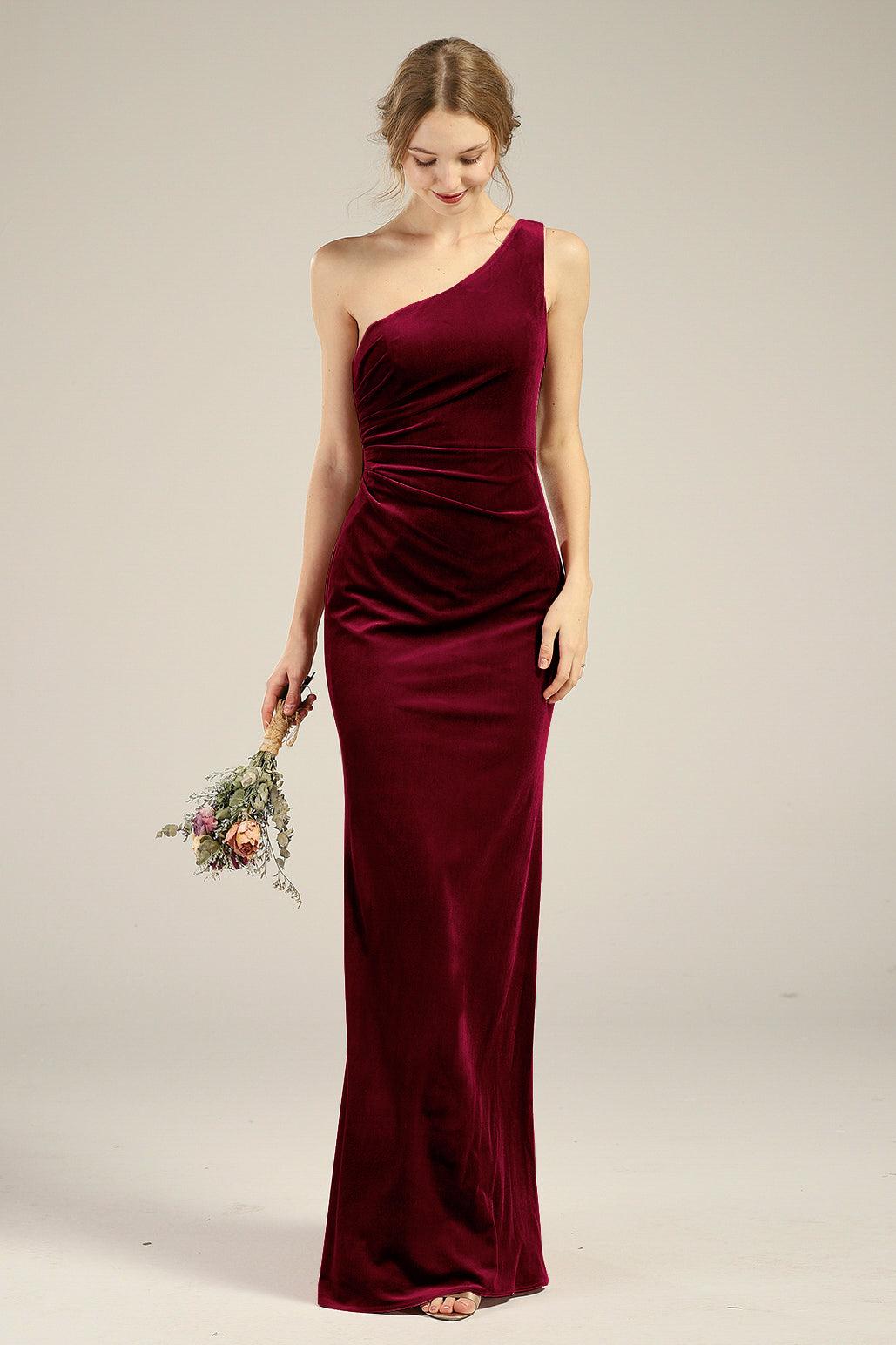 One Shoulder Dress LV553 velvet bridesmaid dress made to order custom RENZRAGS One Shoulder Dress LV553 velvet bridesmaid dress made to order custom RENZRAGS