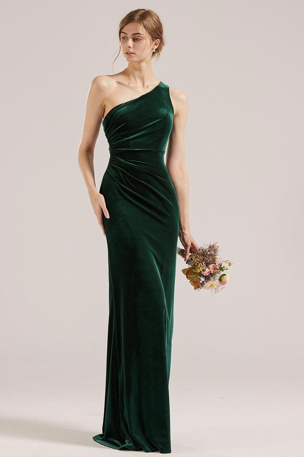 One Shoulder Dress LV553 velvet bridesmaid dress made to order custom ...