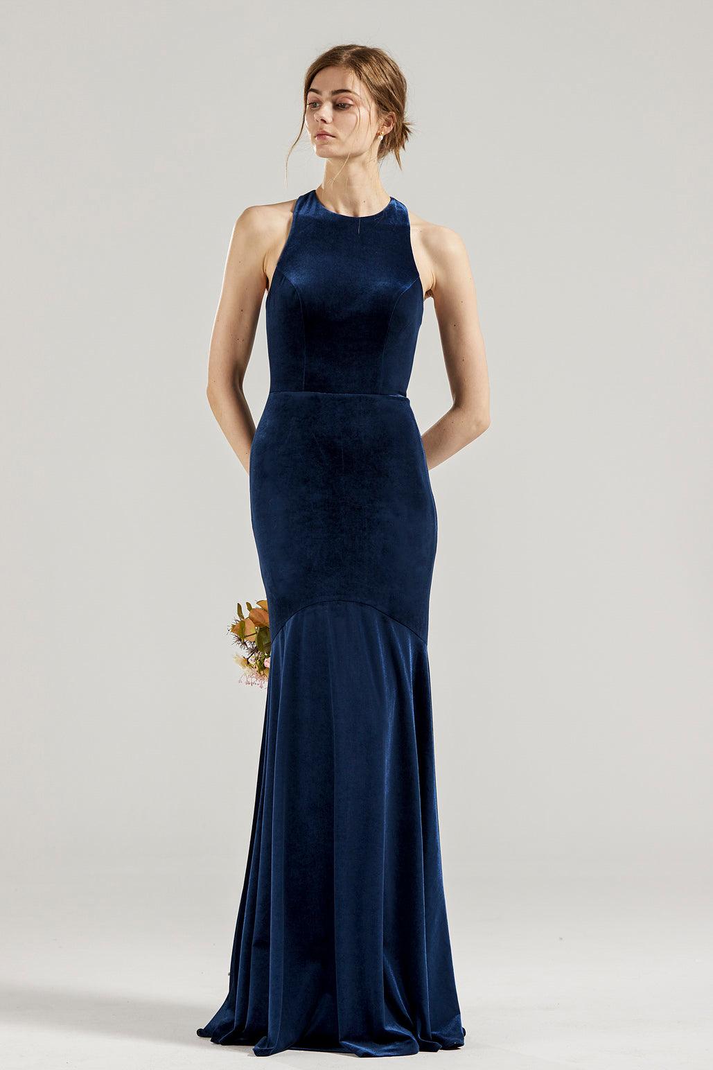 Halter Velvet Dress HV951 Custom / Navy-FV77
