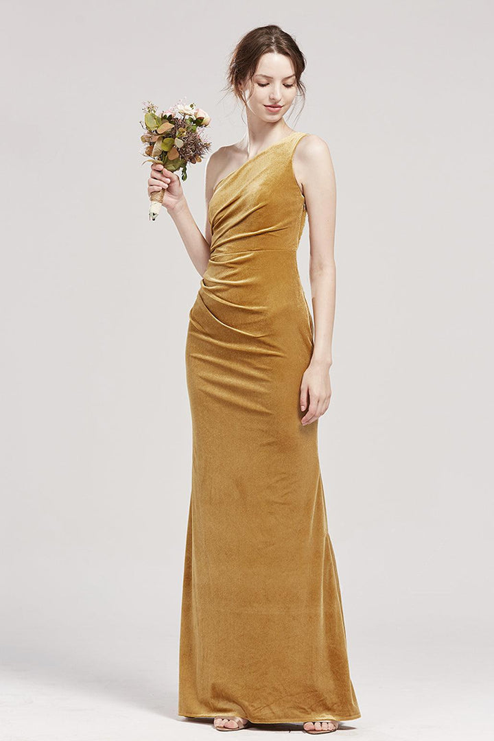 One Shoulder Dress LV553 velvet bridesmaid dress made to order custom   RENZRAGS