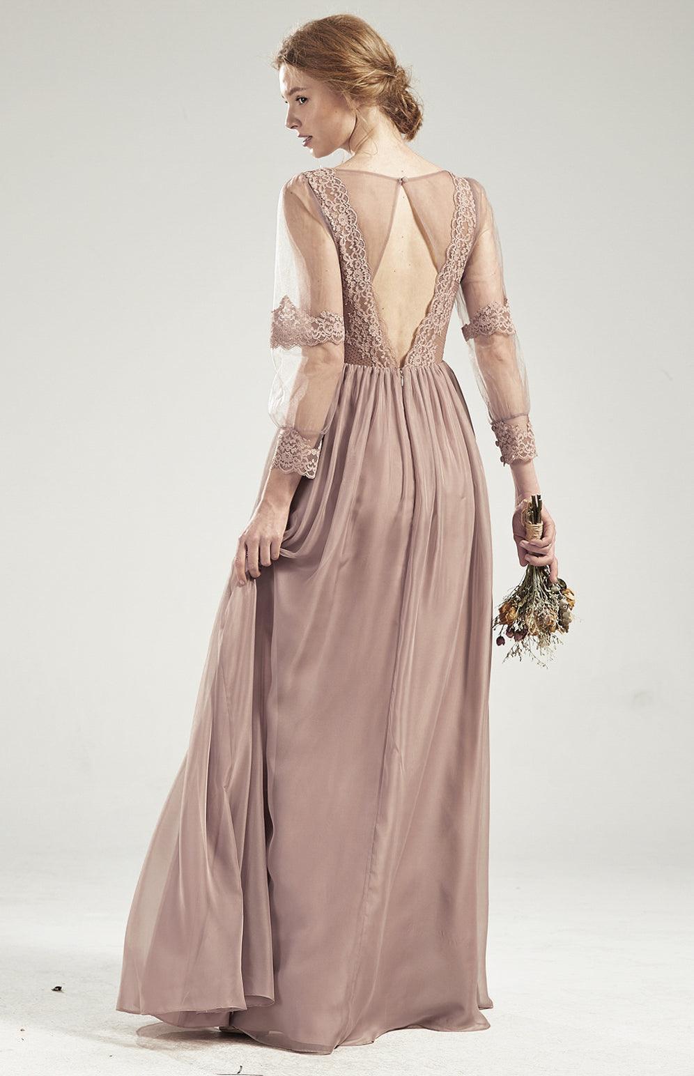 【maison celon】lace flare long dress Julien: Off the Shoulder Beaded Lace Fit and Flare Wedding