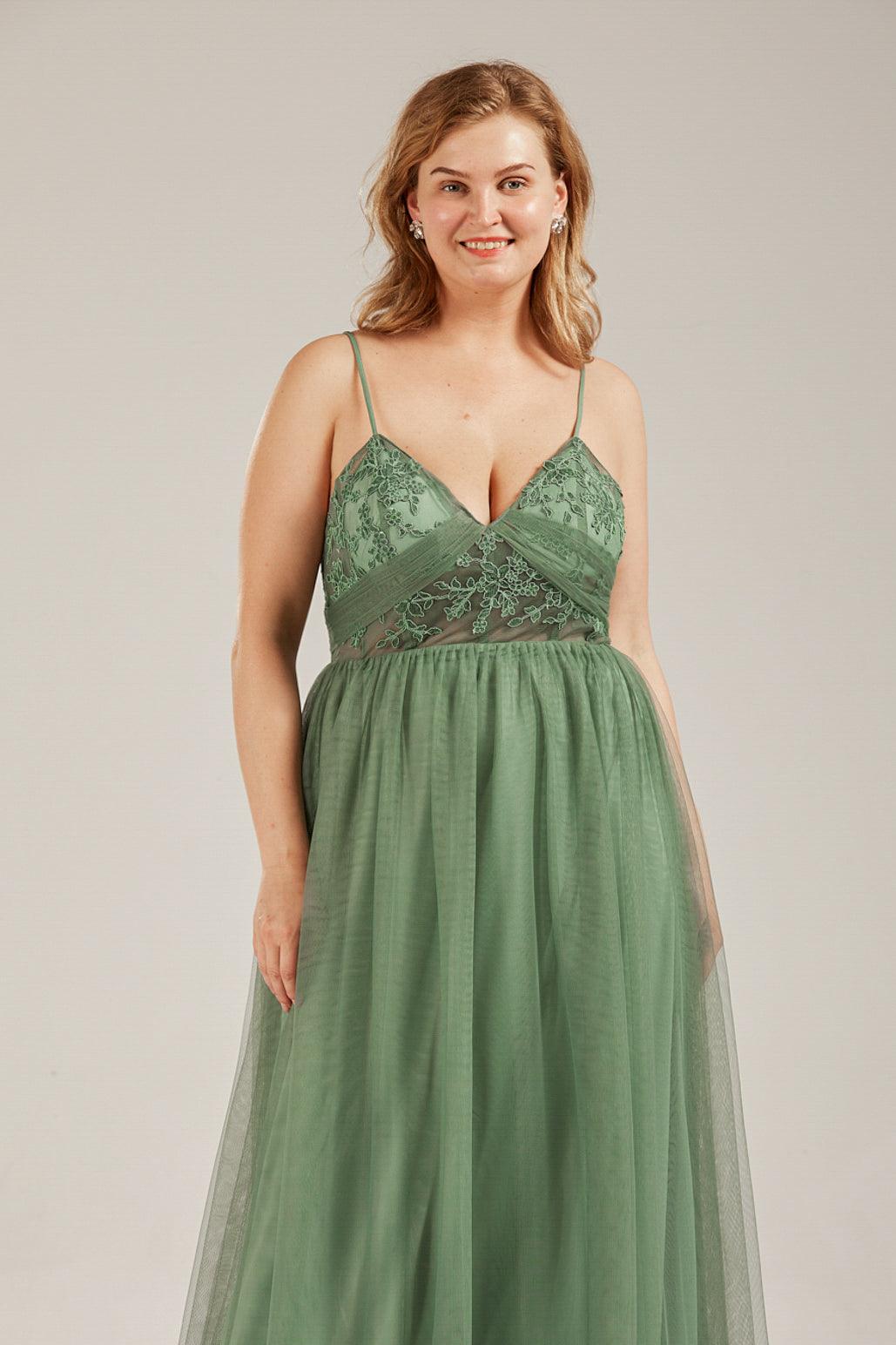 plus size green tulle dress Floral Print Pleated Neck Dress main image 1