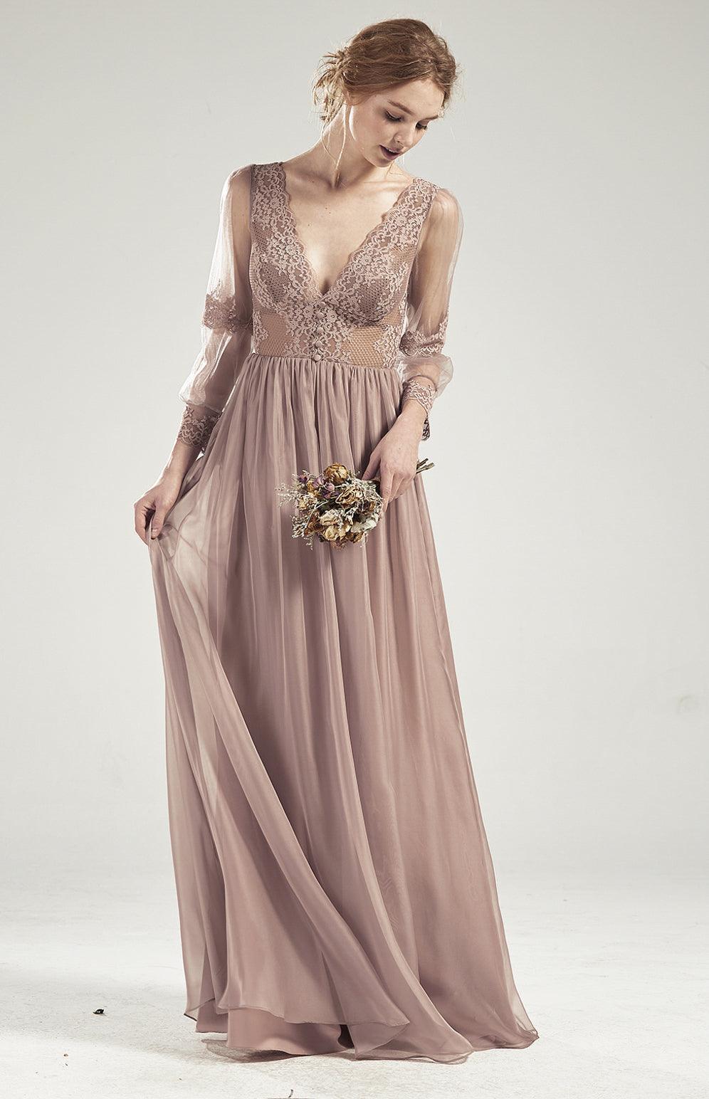 boho lace dress L581 Custom / MediumGray-LY346