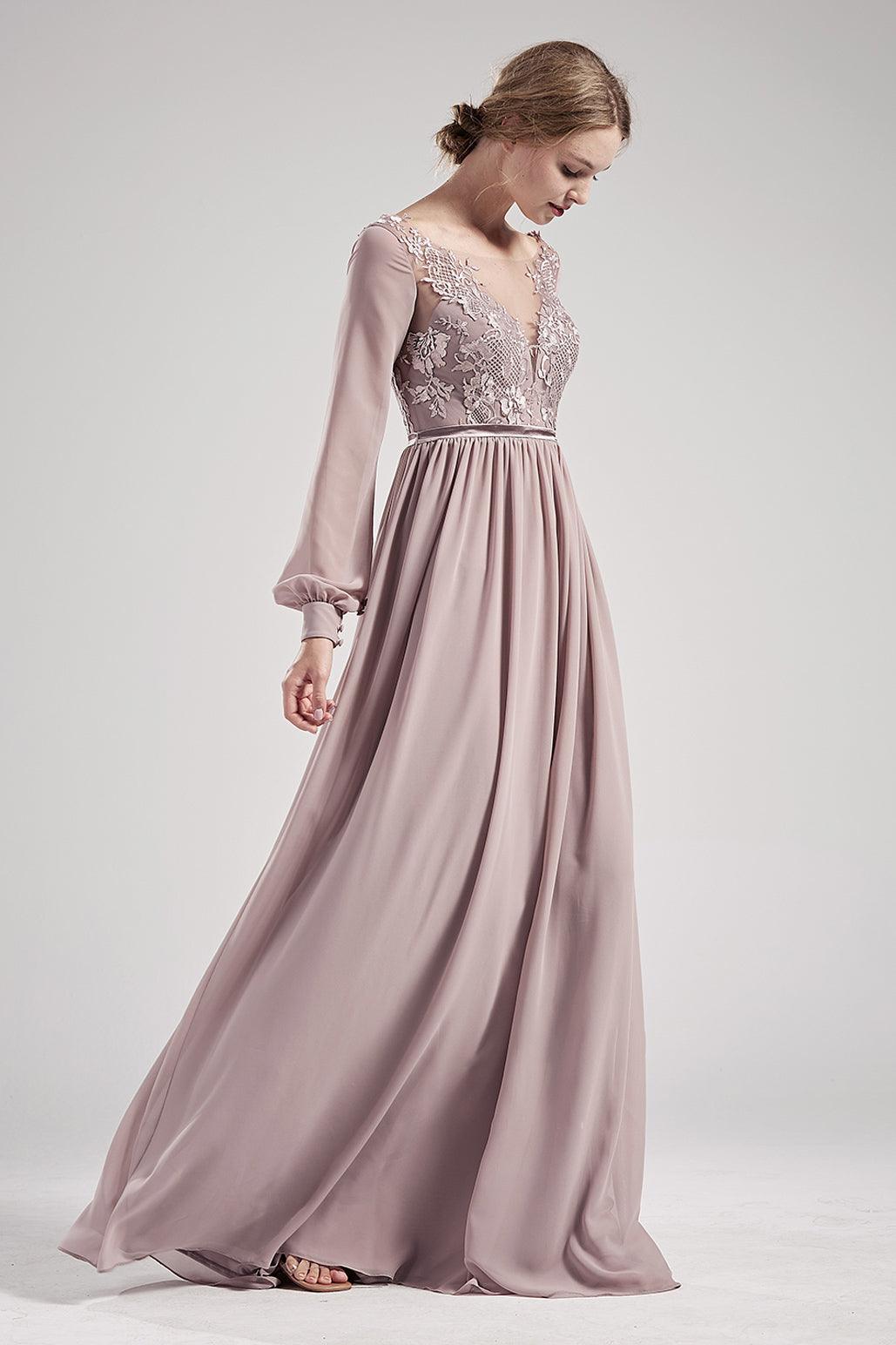 Long Sleeves Scoop Neck Dress L593 – RENZRAGS