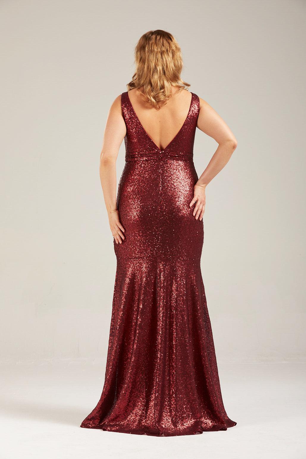 Slit Sequin Dress Curve HQ447