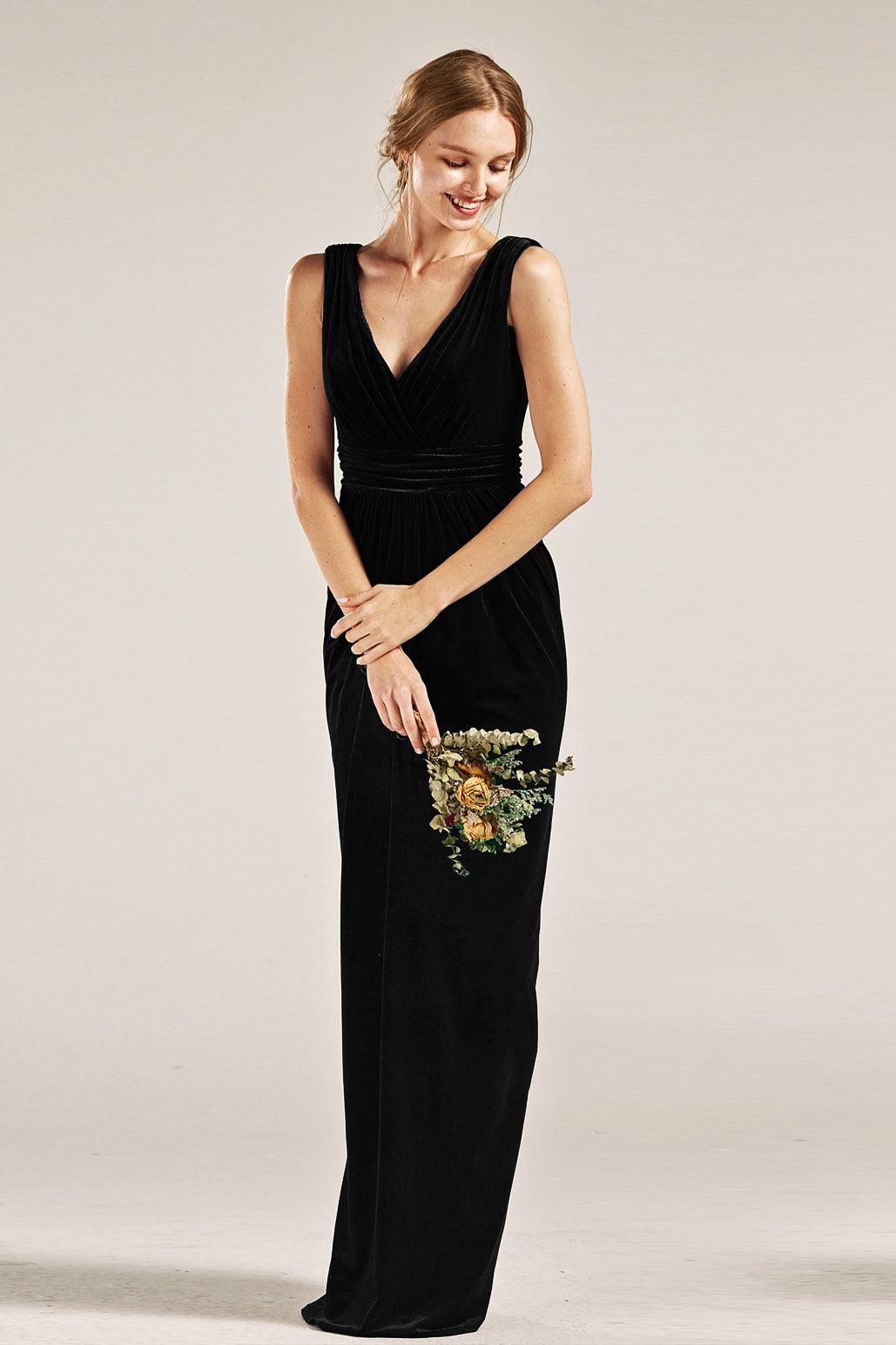 AVA Velvet Dress bridesmaid dress v neck long dress - RENZRAGS AVA Velvet Dress bridesmaid dress v neck long dress - RENZRAGS