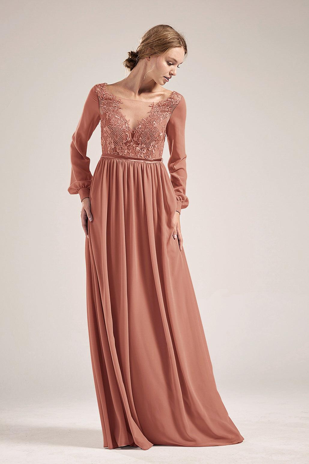 Long Sleeves Scoop Neck Dress L593 – RENZRAGS