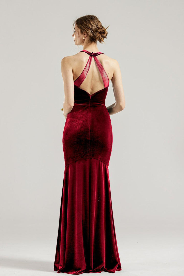 Halter Velvet Dress HV951 Custom / Ginger-ZJ08 Halter Velvet Dress HV951 Custom / Ginger-ZJ08