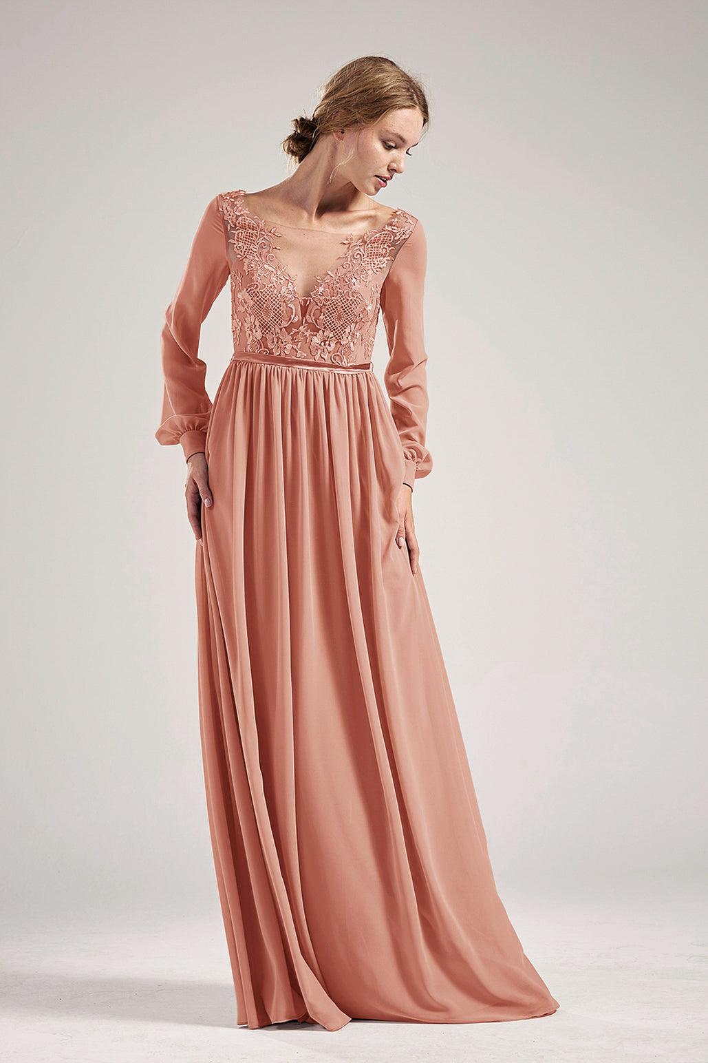 Long Sleeves Scoop Neck Dress L593 – RENZRAGS